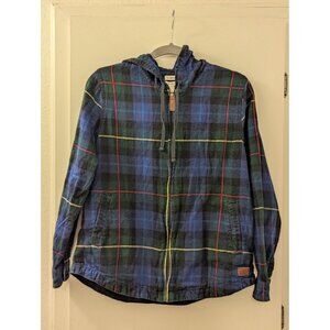 Women's Scotch Plaid Flannel Shirt, Relaxed Zip Hoodie Size S